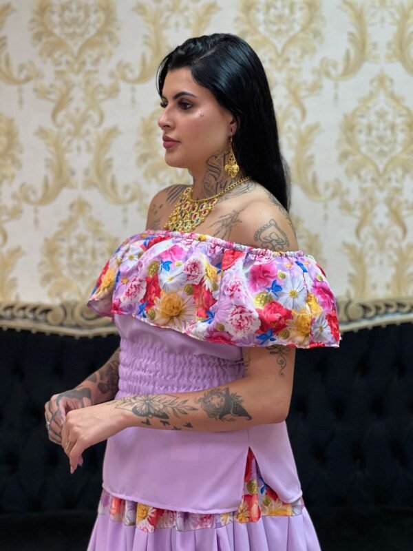 Blusa Babado Floral Lilás 500 - Imagem 3