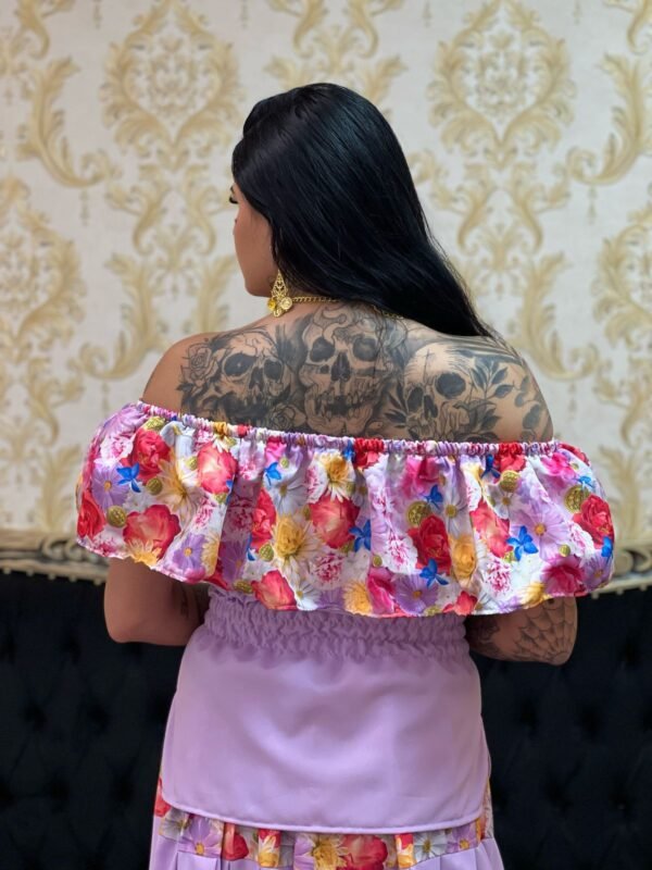 Blusa Babado Floral Lilás 500 - Imagem 4