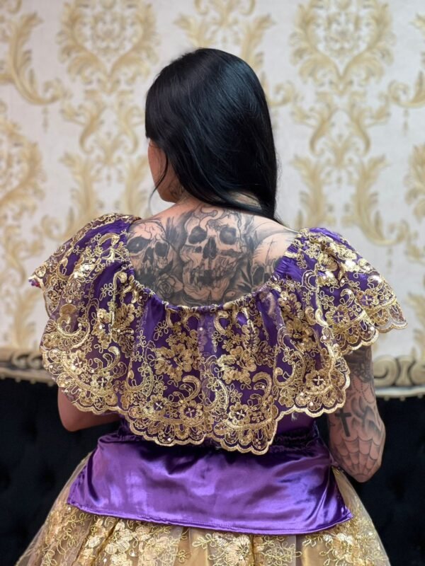 Blusa Babado Bordado Roxo/Dou 505 - Imagem 4