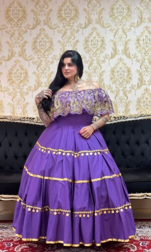 Blusa Babado Bordado Roxo/Dou 505