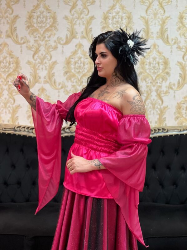 Blusa Mangão Brilho Rosa Pink 702 - Imagem 2