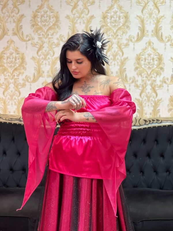 Blusa Mangão Brilho Rosa Pink 702 - Imagem 3