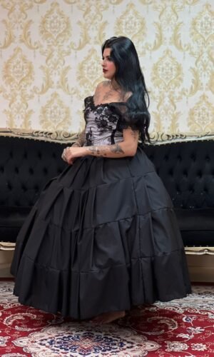 Corpete Bordado Branco/Preto 016