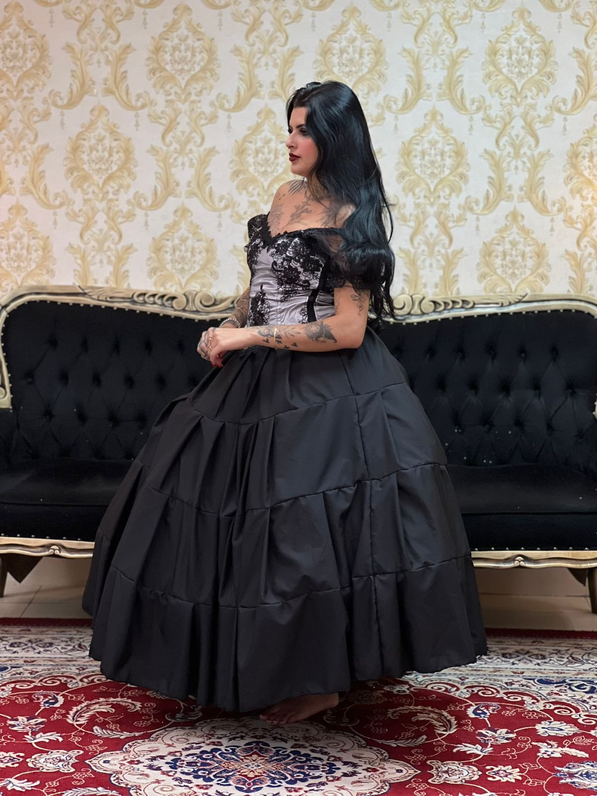 Corpete Bordado Branco/Preto 016