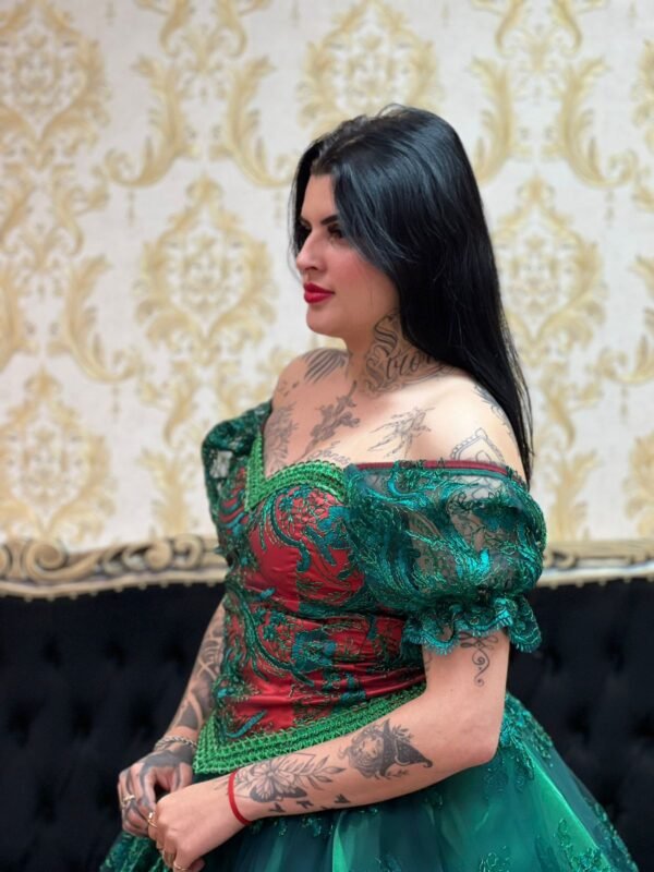 Corpete Bordado Verm/Verde 166 - Imagem 3