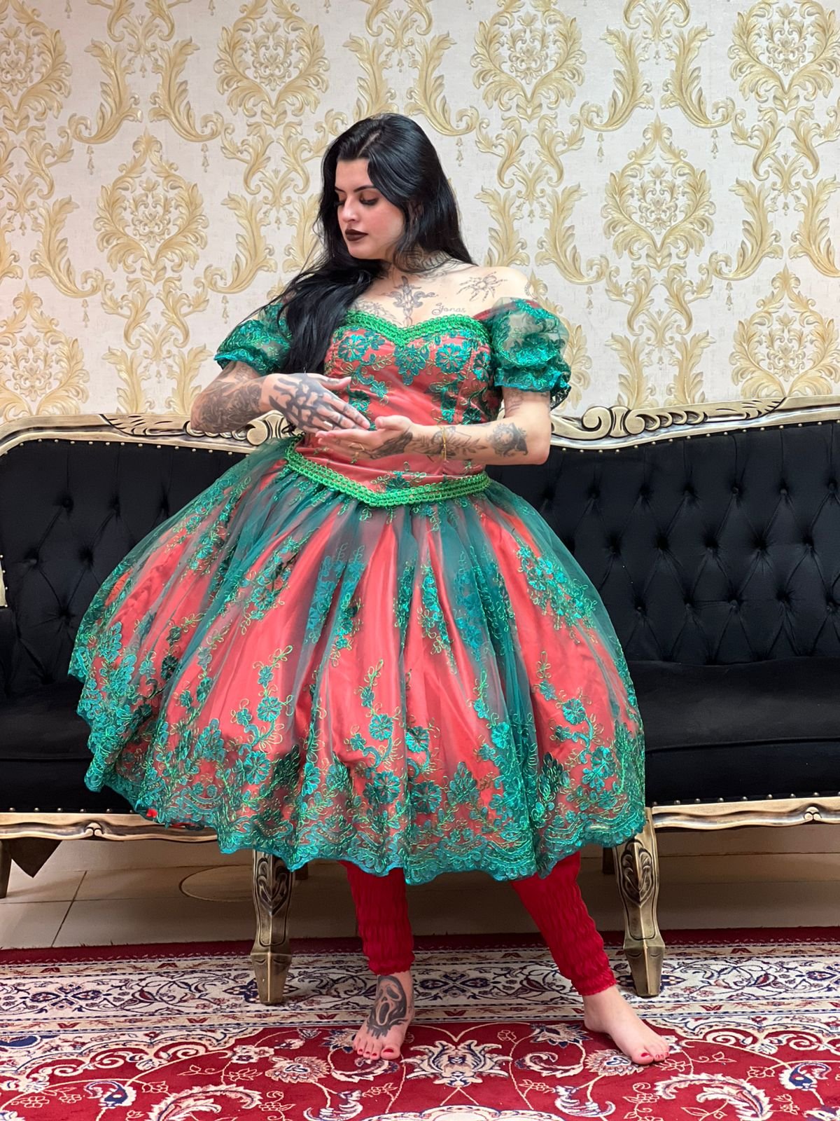 Corpete Bordado Verm/Verde 166