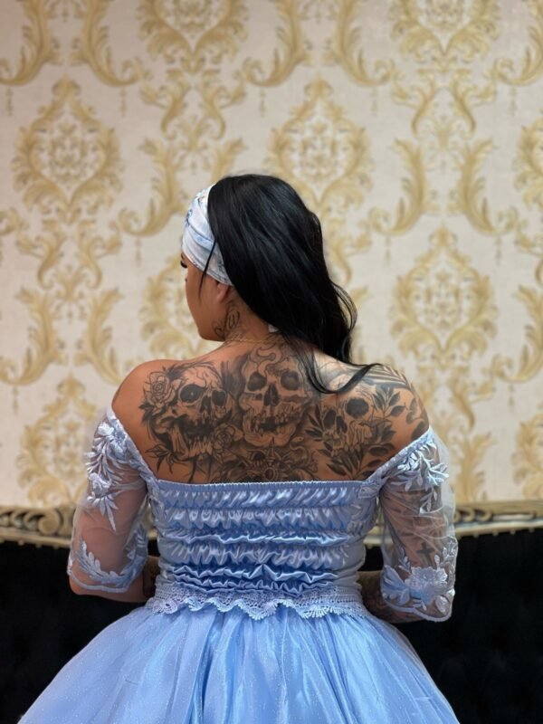 Corpete Rosas Azul 408 - Imagem 4