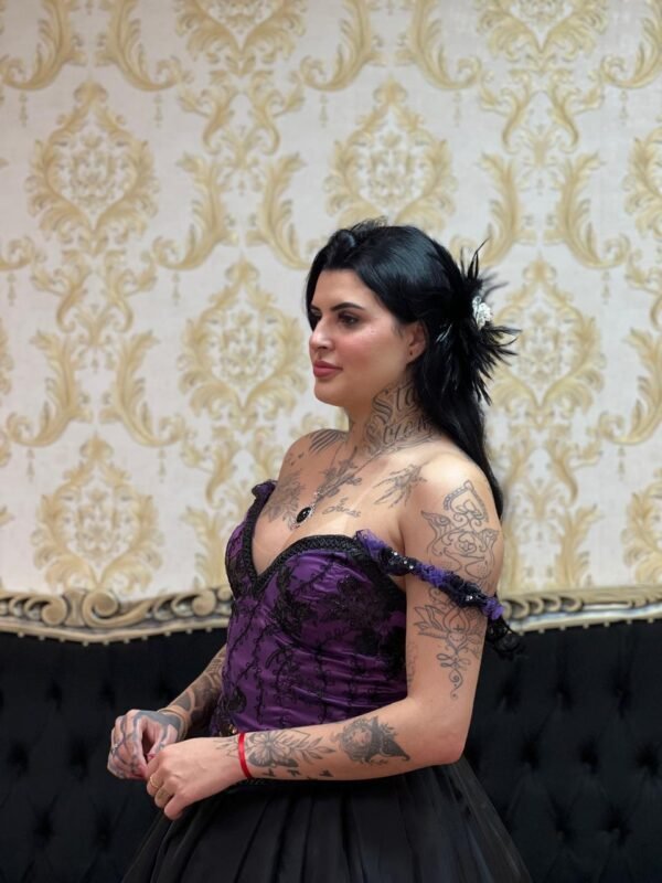 Corpete Decote V Roxo/Preto 504 - Imagem 3