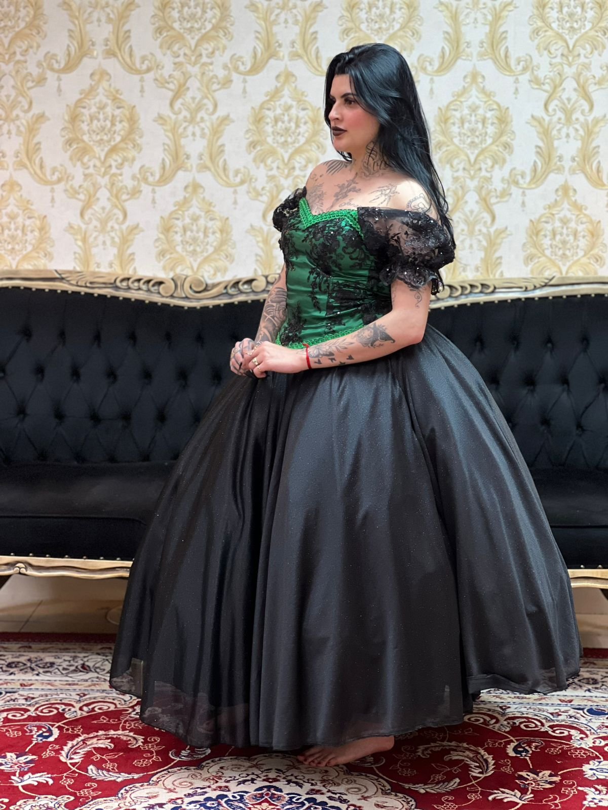 Corpete Bordado Verde/Pto 606