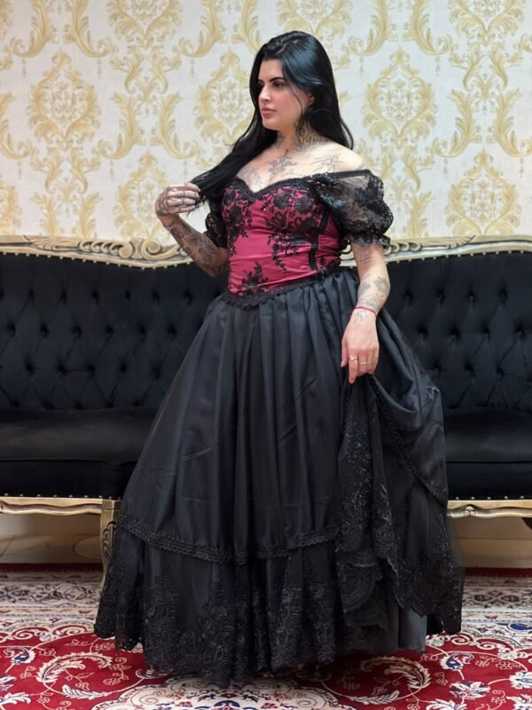 Corpete Bordado Rosa/Preto 706