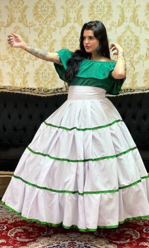 Saia Gomos Oxfor Longa Bco/Verde 032