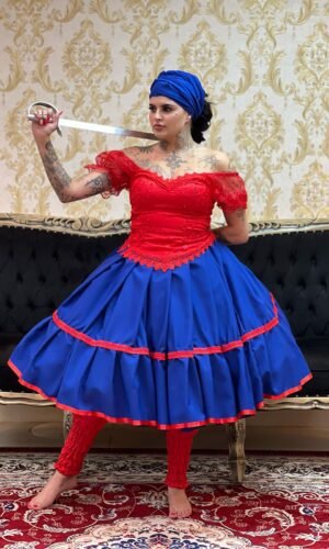 Saia 1 Babado Curta Azulão/Verm 461