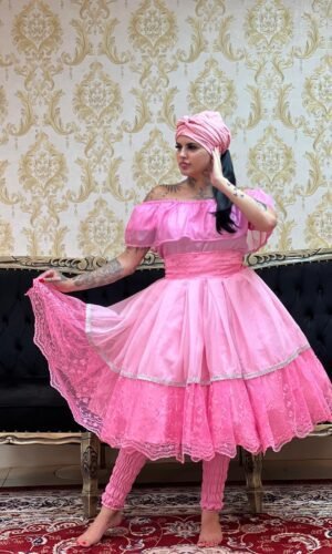 Saia 1 babado Curta Voal/Perola Rosa/Pta 702