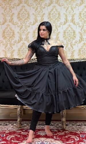 Saia 1 Babado Curta Preto 2220