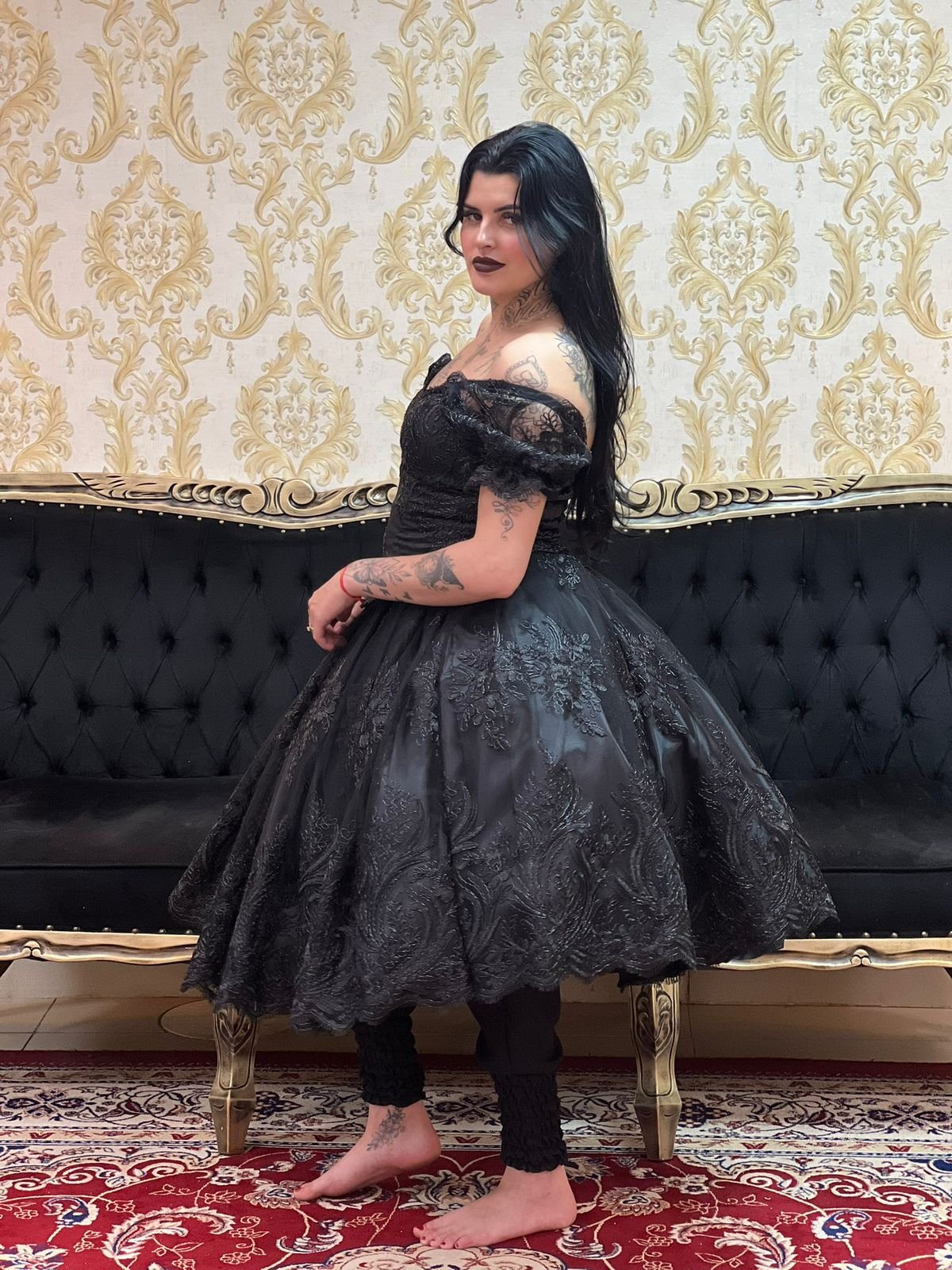 Saia Bordada Curta Preta 2278