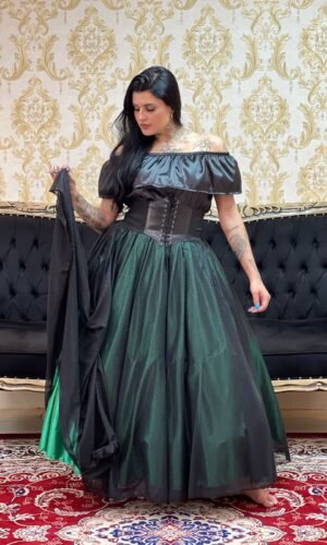 Saia Aurora Longa Preta/Verde 2604