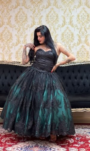 Saia Bordada Longa Verde/Pto 2651