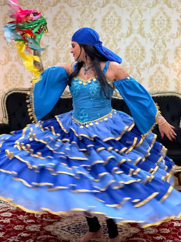 Saia 7 Babados Voal/Fitas Azul/Dou 8406 - Imagem 2