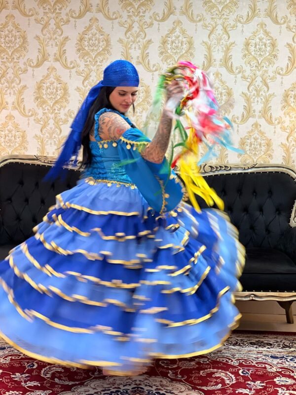 Saia 7 Babados Voal/Fitas Azul/Dou 8406 - Imagem 3