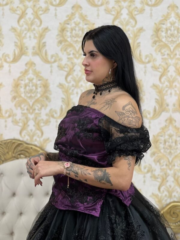 Blusa Bordada Roxo/Pto 550 - Imagem 3