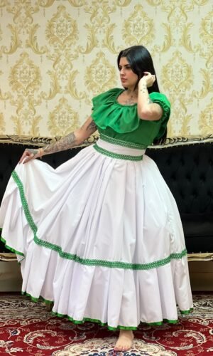 Blusa Babado Oxfor Verde Bandeira 618