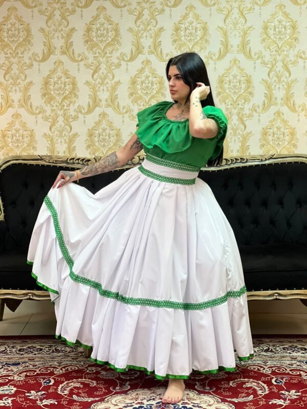 Blusa Babado Oxfor Verde 618