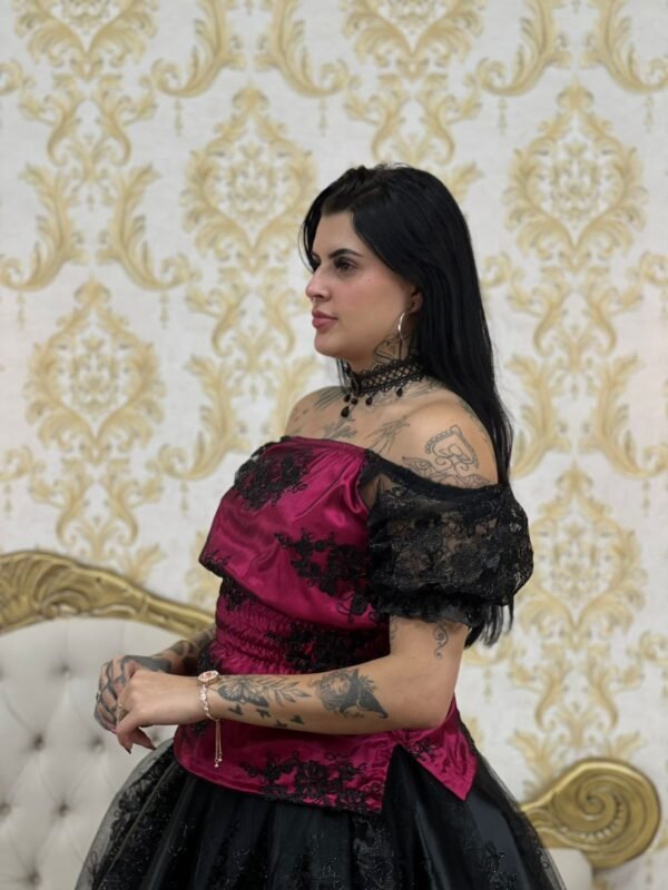Blusa Bordada Rosa/Pto 720 - Imagem 3