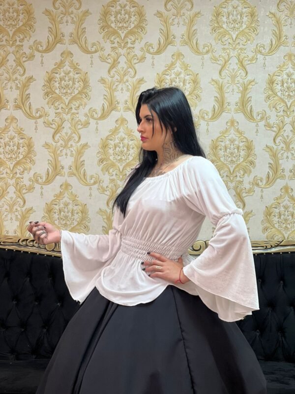 Blusa Mangão Veludo Branca 045 - Imagem 2