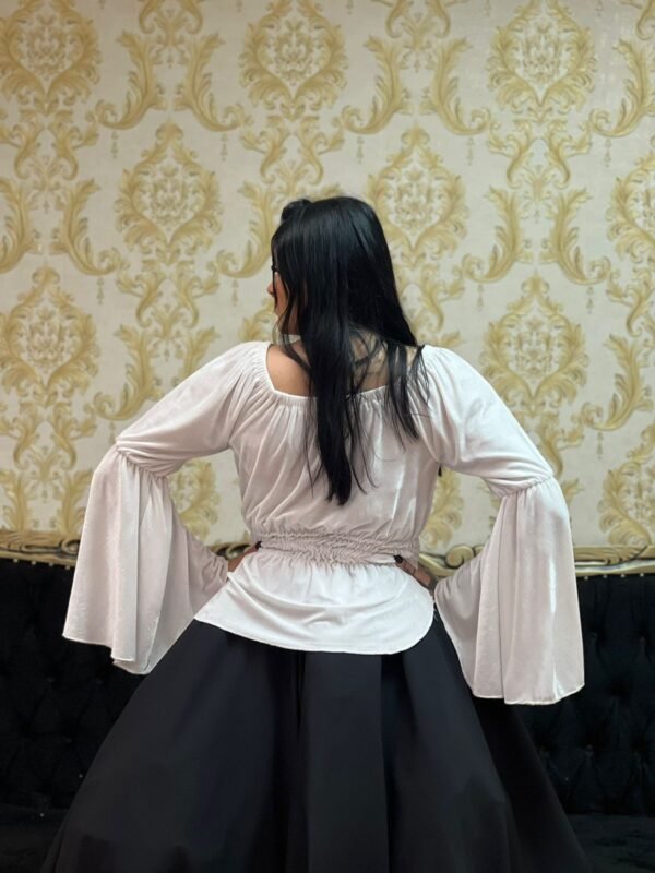 Blusa Mangão Veludo Branca 045 - Imagem 3