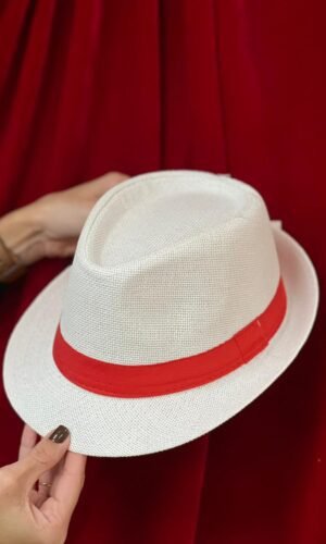 Chapéu Aba Curta Branco Off/Verm122