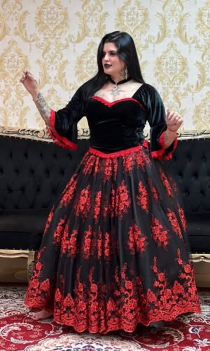 Corpete Veludo Preto/Verm 134