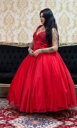 Corpete Decote V Verm/Preto 139