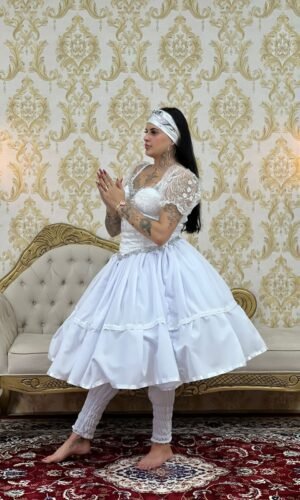 Saia 1 Babado Curta Branco 048