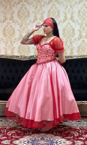 Saia Brilho Longa Verm/Bco129