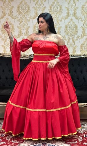 Saia 1 Babado Longa Verm/Dou 173