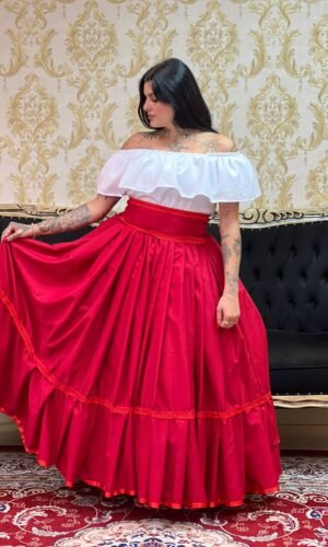 Saia 1 Babado Longa Vermelha 186