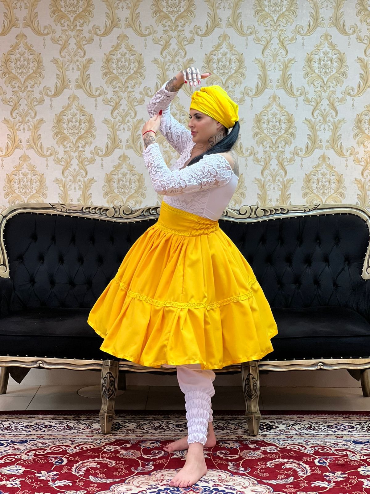 Saia 1 Babado Curta Amarelo 300