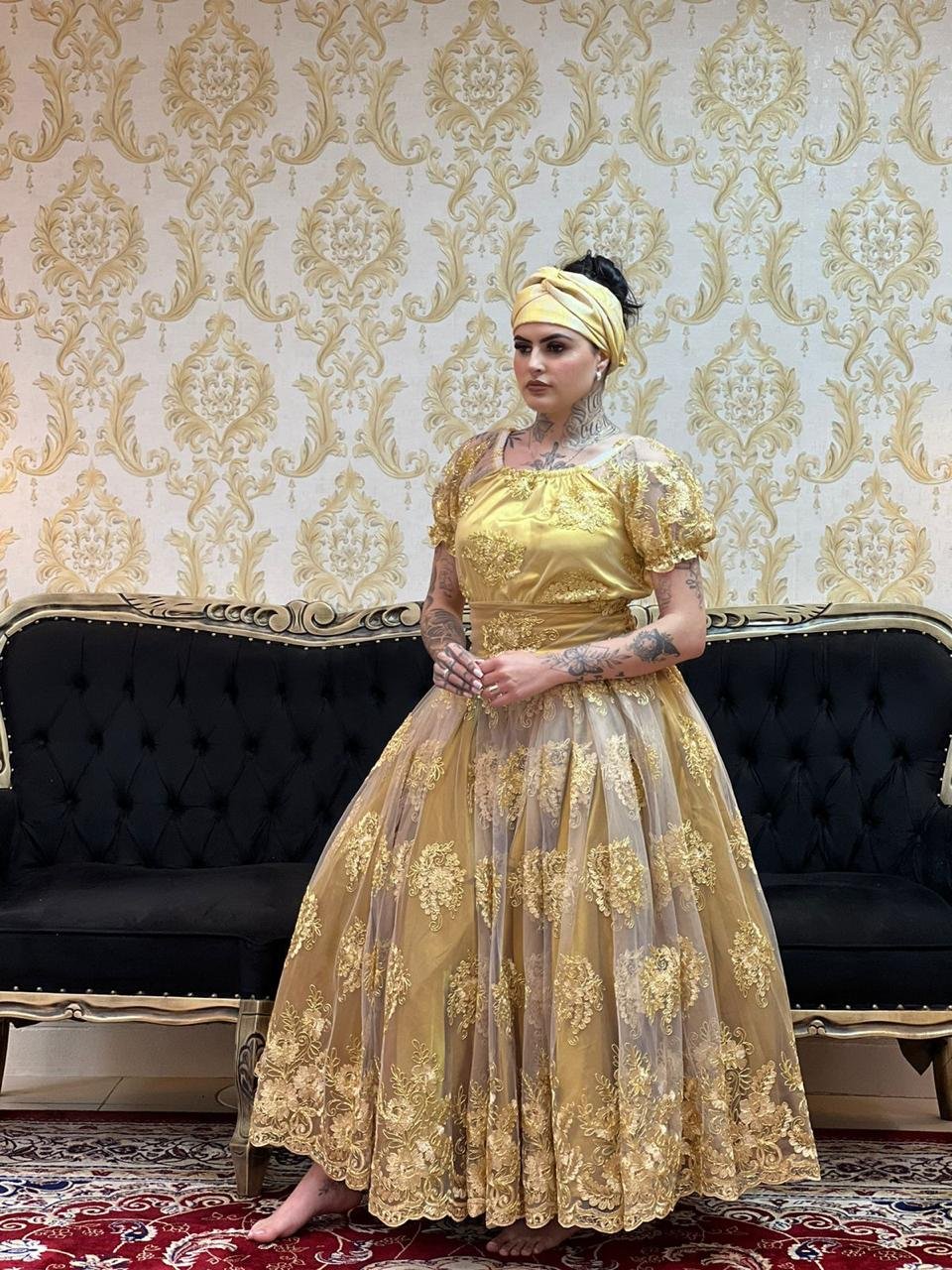 Saia Bordada Longa Dourada 358