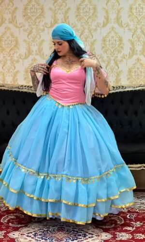 Saia 2 Babados Voal Azul/Dou 435