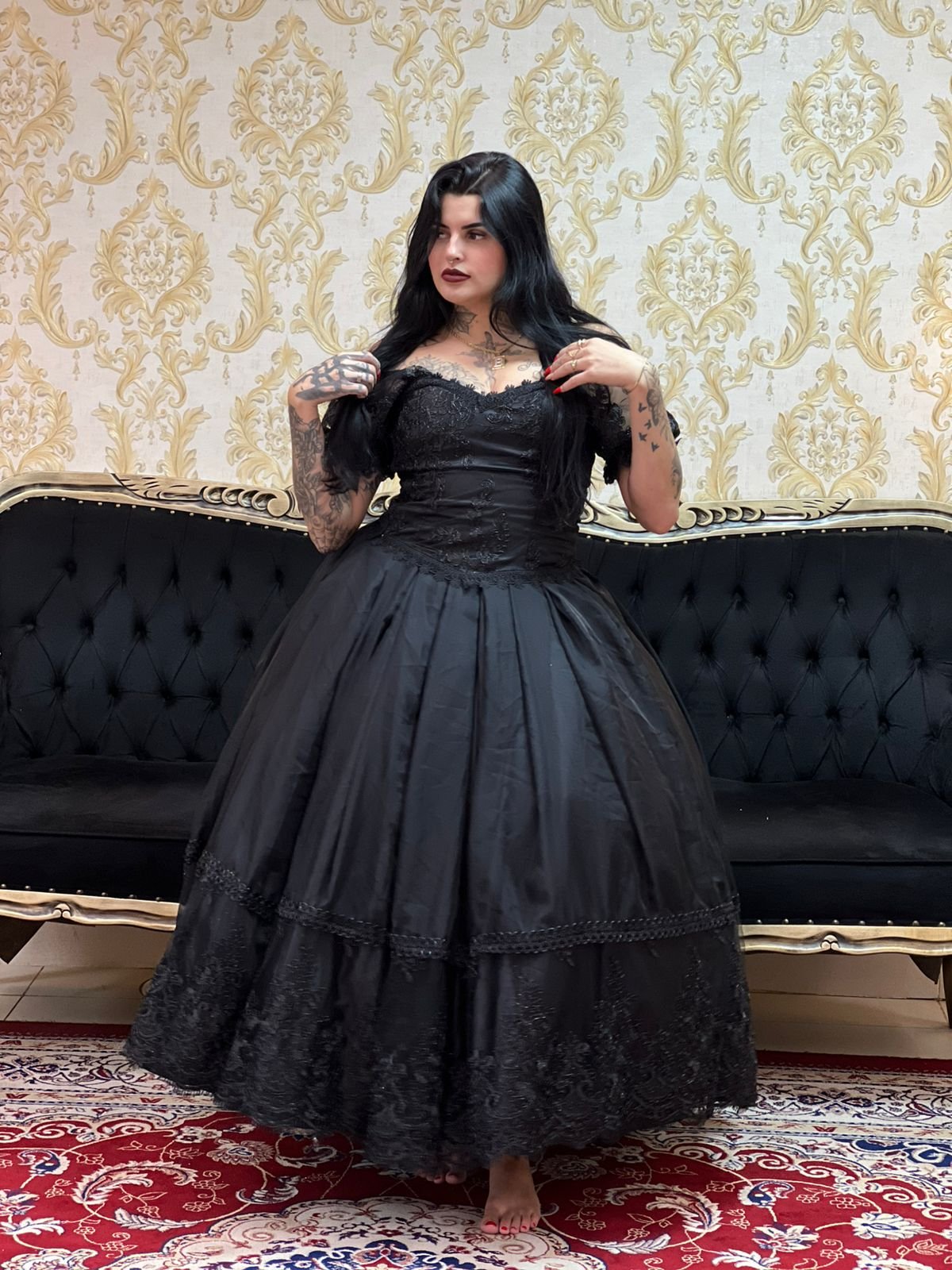 Saia 1 babado Voal/Tule Preto 2296