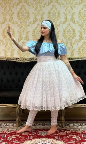 Blusa Babado Cetim Azul 406