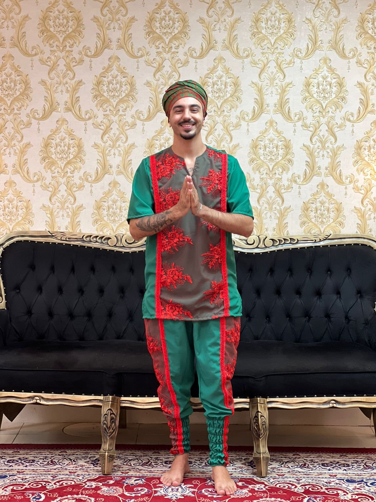 Bombacha Bordada Verde/Verm 606