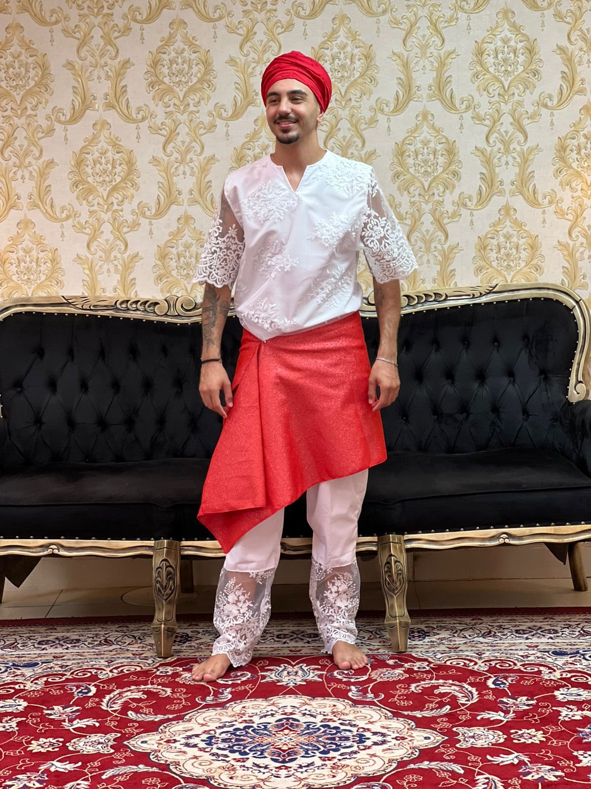 Pano de Cintura Brilho Verm/Pta 102