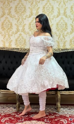 Saia Bordada Paete Curta Branca 011