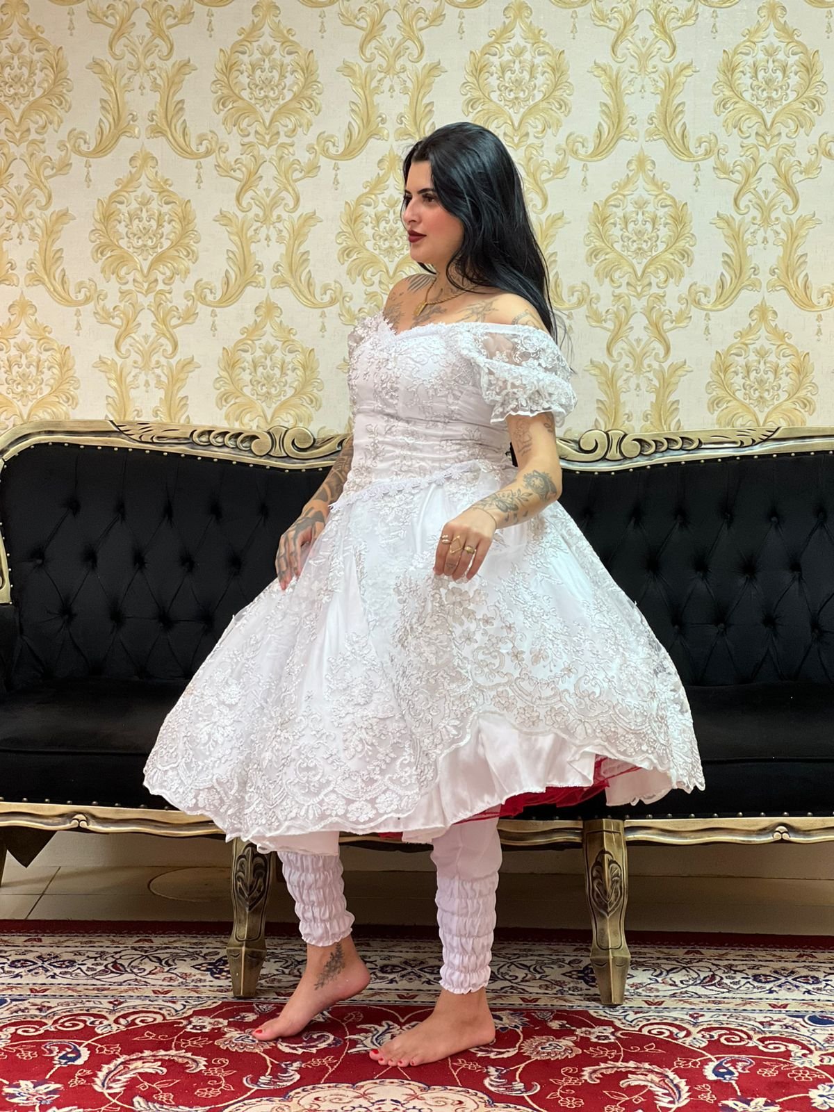 Saia Bordada Paete Curta Branca 011