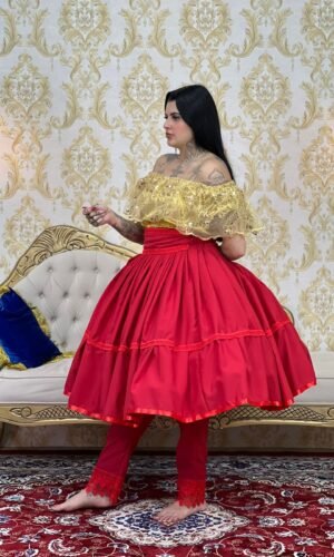 Saia 1 Babado Curta Verm 126