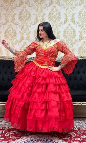 Saia 7 Babados Voal Vermelho 149