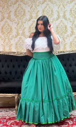 Saia 1 Babado Longa Verde 627