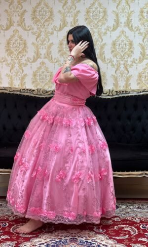 Saia Bordada Longa Rosa 717