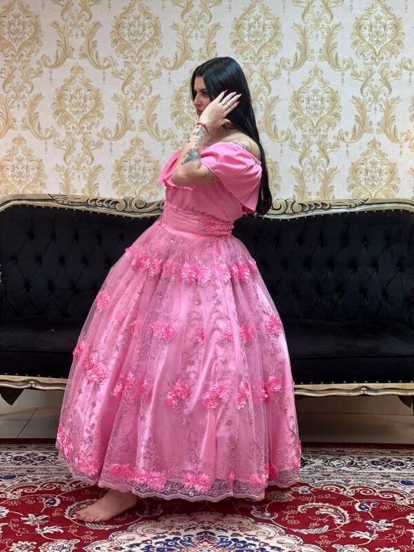 Saia Bordada Longa Rosa 717